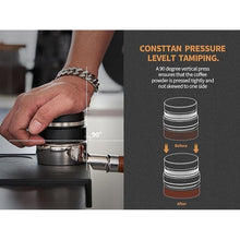 Load image into Gallery viewer, 58mm Espresso Tamper | Adjustable Depth Fits All 58mm Espresso Portafilter | Concentric Patterned Base | Built-In-Spring Coffee Tamper | Stainless Steel & wood Tamper | Espresso Machine