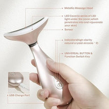 Load image into Gallery viewer, Lily Neck Face Massager, Skin Rejuvenation Beauty Massager, 3-in-1 at-Home Facial Spa Tool, Lifting, Toning and Tightening for a Radiant Appearance (Rose Gold)