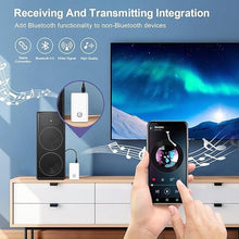 Load image into Gallery viewer, Bluetooth Transmitter Receiver 2 in 1, Hands-Free Call Aux Bluetooth Adapter for Car, 3.5mm Wireless Audio Adapter Home Audio System Headphones Airplane Speaker, White