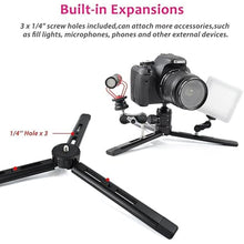 Load image into Gallery viewer, Adjustable Aluminum Mini Tripod - Desktop Tabletop Stand for DSLR Cameras, Zhiyun Weebill/Smooth/Crane, DJI Ronin S/SC/RSC/RS, Osmo Mobile, Stabilizer Handle (4-Level Adjustable)