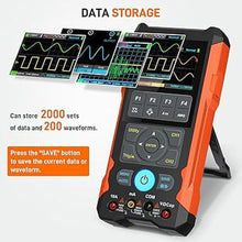 Load image into Gallery viewer, Handheld Oscilloscope Multimeter Waveform Generator 3 in 1 Automotive Oscilloscope 2 Channel 80Mhz Bandwidth 200Msps Sampling Rate Signal Generator Digital Oscilloscope Multimeter