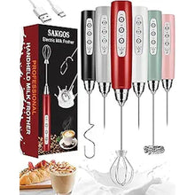 Load image into Gallery viewer, Milk Frother Rechargeable Handheld-Electric Whisk 3 Speed Adjustable, Frother Wand Coffee with 3 Stainless Whisks, Electric Foam Maker, Drink Mixer Blender for Latte Cappuccino Matcha Egg