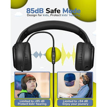 Load image into Gallery viewer, Kids Headphones Wired Toddler Headphones with Microphone - Over-Ear Headphones, 85/94dB Volume-Limiting, 3.5mm Jack Foldable On-Ear Design, Safe Comfortable for Boys Girls Learning Entertainment Black