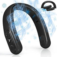 Load image into Gallery viewer, OLV Neck Fan Rechargeable 4 Turbo 6000mAh Portable Neck Fan 360° Cooling Airflow 3 Speeds LED Battery Display Foldable Bladeless Neck Fan Personal Fan Gift for Work,Travel,Outdoor Activities Black