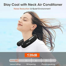 Load image into Gallery viewer, OLV Neck Fan Rechargeable 4 Turbo 6000mAh Portable Neck Fan 360° Cooling Airflow 3 Speeds LED Battery Display Foldable Bladeless Neck Fan Personal Fan Gift for Work,Travel,Outdoor Activities Black