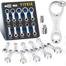 Load image into Gallery viewer, 12PCS Torque Adapter Set SAE, 5/16", 3/8", 7/16", 1/2", 9/16", 5/8", 11/16", 3/4", 13/16", 7/8", 3/8" Drive Torque Wrench Adapter, 12 Point Torque Extender Adapter with 1/2" + 1/4" Adapter