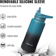 Load image into Gallery viewer, 40oz Insulated Water Bottle with Straw, Stainless Steel Metal Vacuum Water Flask, Large Thermos Water bottle with Leakproof 3 Lids for Travel, Camping, Gym Sports Black