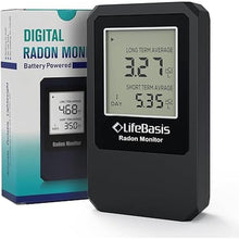 Load image into Gallery viewer, LifeBasis Radon Detector, Radon Test for Home with Long and Short Term Radon Meter, Home Radon Gas Monitor US Version-pCi/L (Update Version, Matte Black)