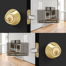 Load image into Gallery viewer, Round Design Single Cylinder Deadbolt with Keys, Exterior Keyed Dead Bolt Lock for Front Entrance Door Security, Polished Brass