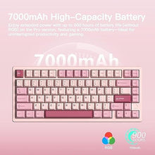 Load image into Gallery viewer, WOBKEY Rainy 75 CNC Aluminum HMX/JWK/Cocoa Switches Triple-Mode Connectivity Mechanical Keyboard with Superior Acoustics, RGB/FR4/Silver SUS304/7000mAh/Cocoa Switch (Pro - Pink)