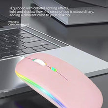 Load image into Gallery viewer, Wireless Bluetooth Mouse,LED Dual Mode Rechargeable Silent Slim Laptop Mouse,Portable(BT5.2+USB Receiver) Dual Mode Computer Mice,for Laptop,Desktop Computer,ipad Tablet,Phone,TV (Pink)