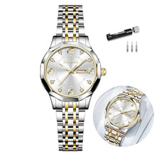 Load image into Gallery viewer, Taxau Waterproof Watches for Women Ladies Watches Silver Gold Stainless Steel Womens Dress Watch with Day Date Analog Quartz Lady Watch Luxury Diamond Small Wrist-Watch reloj Mujer