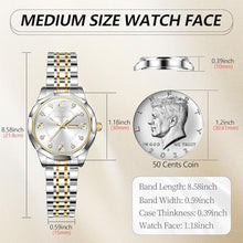 Load image into Gallery viewer, Taxau Waterproof Watches for Women Ladies Watches Silver Gold Stainless Steel Womens Dress Watch with Day Date Analog Quartz Lady Watch Luxury Diamond Small Wrist-Watch reloj Mujer