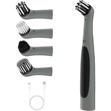 Load image into Gallery viewer, Rechargeable Electric Cleaning Brush with 4 in 1 Multiple Brush Heads and USB Cable, Indoor Household Cordless Motorized Brush for Bathroom Toilet Kitchen Tile Crevice (Grey & Black)