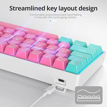 Load image into Gallery viewer, surmen 65% Percent Gaming Keyboard Mechanical with Linear Red Switch, 68-Keys Pink Mini Gaming Keyboard 60 Percent LED Light Backlit PBT Keycaps for Laptop Desktop PC Gamers (68 Miami)