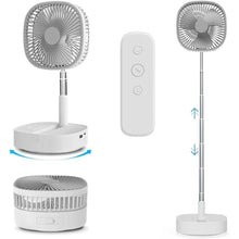 Load image into Gallery viewer, Magesh Portable Oscillating Pedestal Fan?Remote, 120° Rotation, 3-In-1 Foldaway/Standing/Desk Fan, Anti-Slip 7200Mah Rechargeable, Telescopic 4 Speed Quiet Timer Fan Home Outdoor Travel (Gray)