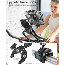 Load image into Gallery viewer, Aluminium Motorcycle Tablet Holder, Handlebar Strap Clamp - Bike Tablet Mount for Fitness Bike, Road Mountain Bicycle, Ebike Clip, for iPad Pro, Air, Mini, Galaxy Tab, Z Fold, iPhone, 4.7-13" Devices