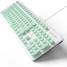 Load image into Gallery viewer, Typewriter Keyboard 104-key Punk Gaming Retro Keyboard LED White Backlit Cute Keyboard with Wired USB Suitable for PC/Win/Mac/Laptop Computer Keyboard?Green?