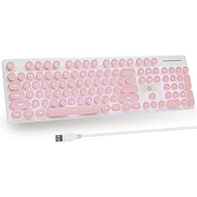 Load image into Gallery viewer, Typewriter Keyboard 104-key Punk Gaming Retro Keyboard LED White Backlit Cute with Wired USB Suitable for PC/Win/Mac/Laptop Computer Keyboard?Pink?