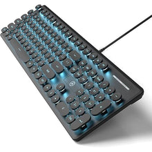 Load image into Gallery viewer, Typewriter Keyboard 104-key Punk Gaming Retro Keyboard LED Ice Blue Backlit Cute Keyboard with Wired USB Suitable for PC/Win/Mac/Laptop Computer Keyboard?Black?
