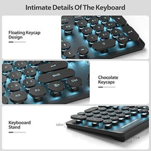 Load image into Gallery viewer, Typewriter Keyboard 104-key Punk Gaming Retro Keyboard LED Ice Blue Backlit Cute Keyboard with Wired USB Suitable for PC/Win/Mac/Laptop Computer Keyboard?Black?