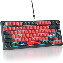 Load image into Gallery viewer, 75% TKL Wired Mechanical Keyboard,RGB Backlit Gasket Mount 82 Key Hot Swappable Custom Linear Red Switch Gaming Keyboard with Volume Knob & PBT Keycaps (82 Black Red)