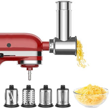 Load image into Gallery viewer, Stainless Steel Slicer Shredder Attachment for Kitchenaid Stand Mixer, Cheese Grater, Salad Maker Accessories for Kitchenaid Mixer, Grinding Powder with 4 Blades by Focollk