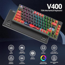Load image into Gallery viewer, 75% TKL Wired Mechanical Keyboard,RGB Backlit Gasket Mount 82 Key Hot Swappable Custom Linear Red Switch Gaming Keyboard with Volume Knob & PBT Keycaps (82 Black)