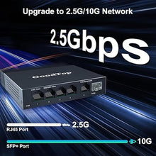 Load image into Gallery viewer, 5 Port 2.5Gb Unmanaged Ethernet Switch with 10G SFP+,5 x 2.5G Base-T Ports Compatible with 10/100/1000Mbps,Plug&Play Metal Fanless Multi-Gigabit Homelab Setup Network Switch,Wall Mountable
