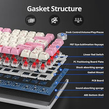 Load image into Gallery viewer, 75% TKL Wired Mechanical Keyboard,RGB Backlit Gasket Mount 82 Key Hot Swappable Custom Linear Red Switch Gaming Keyboard with Volume Knob & PBT Keycaps (Pink)