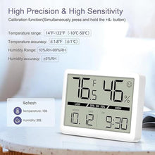 Load image into Gallery viewer, Indoor Thermometer Hygrometer, Digital Thermometer Hygrometer with Large LCD Screen, Room Thermometer with Clock, Date, Air Comfort Indicator, Accurate Humidity Meter for Living Room, Office