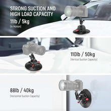Load image into Gallery viewer, Neewer 6" Suction Cup Camera Mount with Ball Head Magic Arm, 2 Pack Metal Car Mount for Camera/Action Camera/Phone, Air Pump Vacuum on Car or Window Glass with 1/4" 3/8" ARRI Mounting Holes, CA013