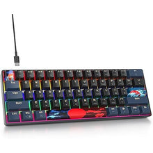Load image into Gallery viewer, surmen 60% Gaming Keyboard 60 Percent, Wired Mini Mechanical Keyboard with Linear Red Switches PBT Keycaps for PC Gamer Typist (Blue Samurai B/Rainbow Led)
