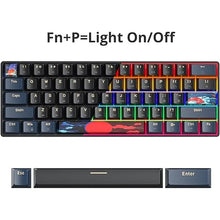 Load image into Gallery viewer, surmen 60% Gaming Keyboard 60 Percent, Wired Mini Mechanical Keyboard with Linear Red Switches PBT Keycaps for PC Gamer Typist (Blue Samurai B/Rainbow Led)