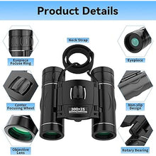 Load image into Gallery viewer, 300x25 Binoculars for Adults and Kids, High Powered Mini Pocket Binoculars with Phone Adapter, Waterproof Compact Binoculars for Bird Watching, Hunting, Concert, Theater, Opera, Traveling, Sightseeing