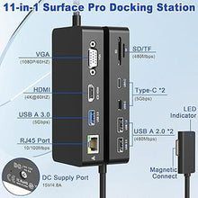 Load image into Gallery viewer, New Microsoft Surface Dock Triple Display Dual 4K@60Hz HDMI+VGA, 11 in 1 Surface Docking Station for Surface Pro 10/9/X/8/7/6/5/4/3, Surface Laptop 6/5/4/3/2/1, Surface Laptop Go 3/2/1, Surface Book