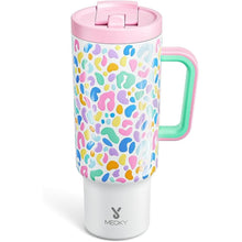 Load image into Gallery viewer, Meoky 40 oz Tumbler with Handle and Flip Straw, 100% Leakproof Tumbler with Lid and Straw, Stainless Steel Insulated Cup, Cupholder Friendly, Keeps Cold for 34 Hours (Leopard)