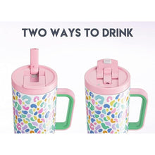 Load image into Gallery viewer, Meoky 40 oz Tumbler with Handle and Flip Straw, 100% Leakproof Tumbler with Lid and Straw, Stainless Steel Insulated Cup, Cupholder Friendly, Keeps Cold for 34 Hours (Leopard)