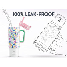 Load image into Gallery viewer, Meoky 40 oz Tumbler with Handle and Flip Straw, 100% Leakproof Tumbler with Lid and Straw, Stainless Steel Insulated Cup, Cupholder Friendly, Keeps Cold for 34 Hours (Leopard)