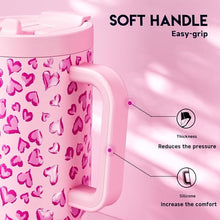 Load image into Gallery viewer, Meoky 32 oz Tumbler with Handle and Flip Straw, 100% Leakproof Tumbler with Lid and Straw, Stainless Steel Insulated Cup, Cupholder Friendly, Keeps Cold for 24 Hours (Love)