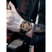 Load image into Gallery viewer, FAMVNTN Watches for Men Square Tonneau Waterproof Wristwatch Big Dial Luminous Waterproof Sport Analog Quartz Business Mens Watches Chronograph Calendar Date Silicon Strap Dress Watch Black-Rose