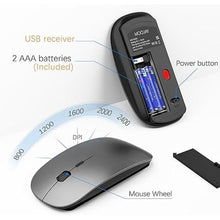 Load image into Gallery viewer, Wireless Keyboard and Mouse with Mouse Pad Ultra Slim Combo, MOOJAY 2.4G USB Quiet Compact Scissor Switch Keyboard Mice Set with Cover, 2 AA and 2 AAA Batteries, for Laptop/PC/Windows - Gray Black