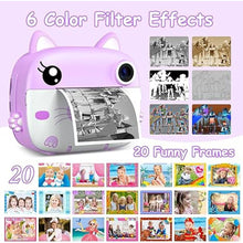 Load image into Gallery viewer, Kids Camera Instant Print, 3.0" HD Screen Kids Instant Cameras, Christmas Birthday Gifts for Girls Boys 3 4 5 6 7 8 9 10 Year Old, Portable Toddler Travel Toys with 32GB Card & 3 Rolls Printer Paper