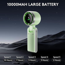 Load image into Gallery viewer, Foldable Handheld Fan, Portable High Speed Rechargeable 10000mAh Mini Turbo Fan, Digital Display, 5 Speed Adjustable Personal Small Pocket, Gifts for Women Men Travel Camp Outdoor Office