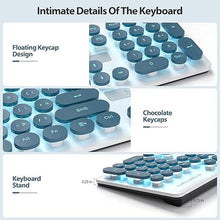 Load image into Gallery viewer, Typewriter Keyboard 104-key Punk Gaming Retro Keyboard LED Ice Blue Backlit Cute Keyboard with Wired USB Suitable for PC/Win/Mac/Laptop Computer Keyboard(Blue)