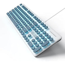 Load image into Gallery viewer, Typewriter Keyboard 104-key Punk Gaming Retro Keyboard LED Ice Blue Backlit Cute Keyboard with Wired USB Suitable for PC/Win/Mac/Laptop Computer Keyboard(Blue)