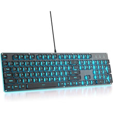 Load image into Gallery viewer, Typewriter Keyboard 104-key Black Square Punk Gaming Keyboard LED Ice Blue Backlit Cute Keyboard with Wired USB Suitable for PC/Win/Mac/Laptop?G1000/Black?