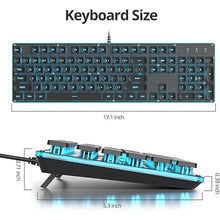 Load image into Gallery viewer, Typewriter Keyboard 104-key Black Square Punk Gaming Keyboard LED Ice Blue Backlit Cute Keyboard with Wired USB Suitable for PC/Win/Mac/Laptop?G1000/Black?