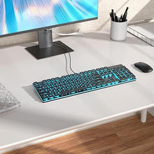 Load image into Gallery viewer, Typewriter Keyboard 104-key Black Square Punk Gaming Keyboard LED Ice Blue Backlit Cute Keyboard with Wired USB Suitable for PC/Win/Mac/Laptop?G1000/Black?