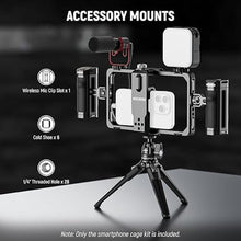 Load image into Gallery viewer, NEEWER Universal Phone Cage Video Rig with Bluetooth Shutter Side Handle Comfort Grips, Smartphone Stabilizer for Video Recording Compatible with iPhone 16 15 Pro Max 15 Pro Galaxy S24 Ultra, PA009E